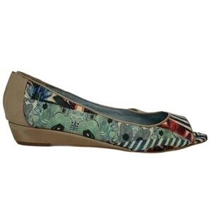 Desigual Shoes Open Toe Wedge Flat Floral Stripe